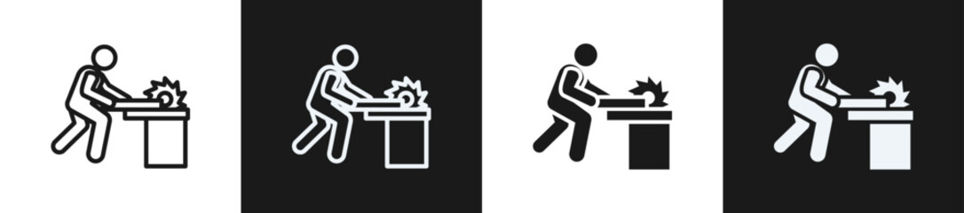 Woodworking Factory Line N Glyph Icon Style In White And Black Background