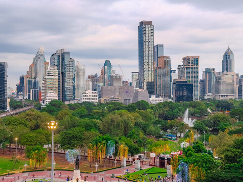 14 December 2025 View of Lumphini Lumpini Park at Si Lom Silom taken from Central Park Mall in BKK Bangkok Thai Thailand  