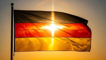 German Flag Waving in the Sunlight - A Symbol of Unity.