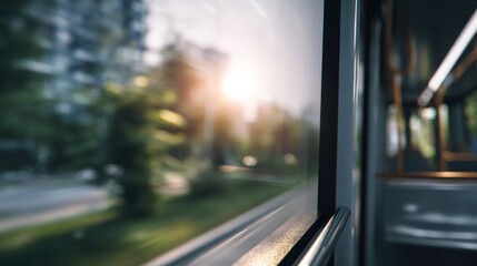 Fototapeta premium Blurred window view transportation