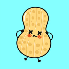 Peanut character feeling unwell and dizzy illustration