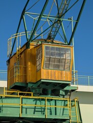 Industrial gantry crane on the banks of the Rhine
