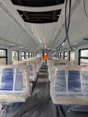 The interior of a new commuter train carriage