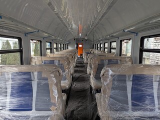 The interior of a new commuter train carriage