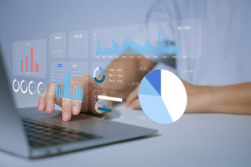 Business data dashboard provide business intelligence analytic for marketing strategy planning snugly with big data set to analyze customer demands and foreseeing business future