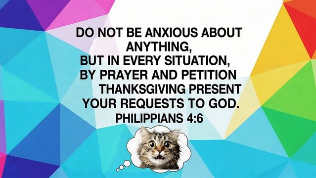 Inspirational Bible Verse with Cat Thought Bubble.