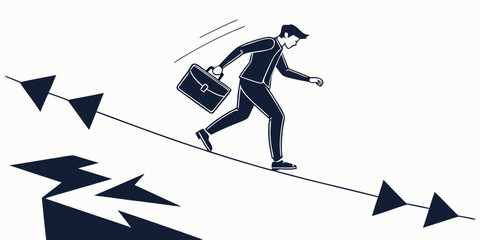 Active boy snowboarder performing an extreme jumping silhouette against a winter mountain sky during a high-speed downhill competition © md