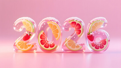 A dreamy candy-like numeric form infused with fruit slices
