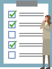 チェックシートを見る女性