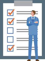 チェックシートを見る男性