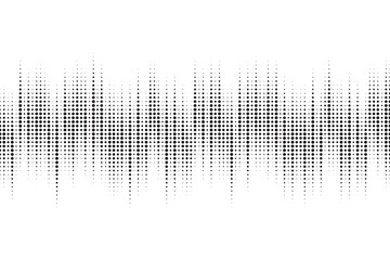 Abstract halftone pattern for screen blending mode. Halftone audio waveform. Sound wave spectrum background. Modern design rhythm. Abstract dotted ornament background