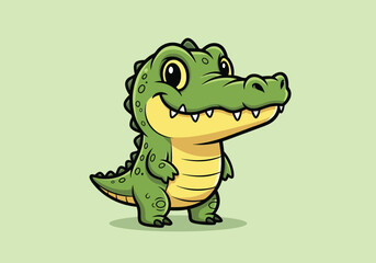 Obraz premium Cute cartoon baby alligator standing and smiling.
