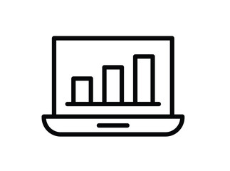 Line Graph on Laptop Screen Representing Data Growth and Business Success