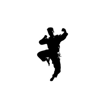 Marvel-Style Taekwondo Silhouette Art - Dynamic Action Poses on White Background