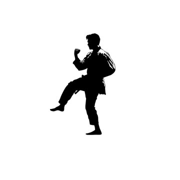 Marvel-Style Taekwondo Silhouette Art - Dynamic Action Poses on White Background