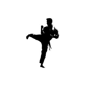 Marvel-Style Taekwondo Silhouette Art - Dynamic Action Poses on White Background