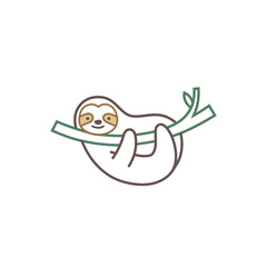 Circular Sloth Hanging Logo Two-Color Vector