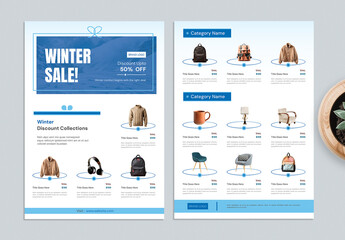 Winter Sale Catalog Poster Template for Modern Holiday Discount Collection