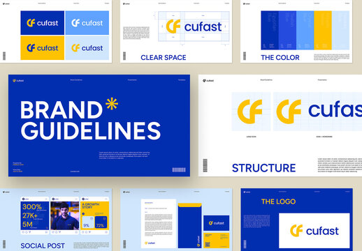 Blue Yellow Brand Guidelines Corporate Identity Presentation Template Modern Layout