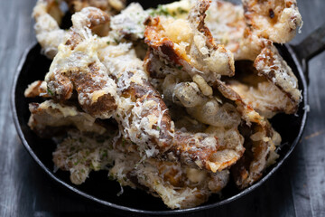 pan of cheesy italian potato skin crisps