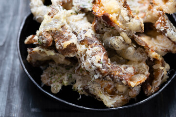 pan of cheesy italian potato skin crisps