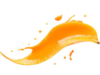 Bright mango puree splash captured in dynamic motion, ideal for juice ads, tropical drink branding, summer promotions, and energetic food compositions.