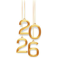 2026 Golden 3D Numbers