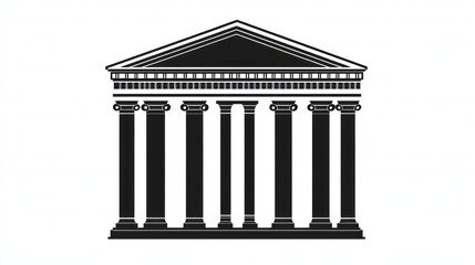 Classic Greek temple silhouette, architectural design, vector illustration, possible use as logo or graphic
