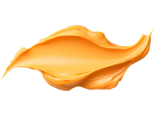 Smooth flowing cheese sauce smear with glossy texture, isolated. Ideal for food design elements, labels, and packaging accents.