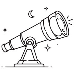 illustration of a telescope line art