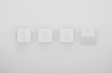 2025 change to 2026 Happy New Year white background 3d render minimal design.
