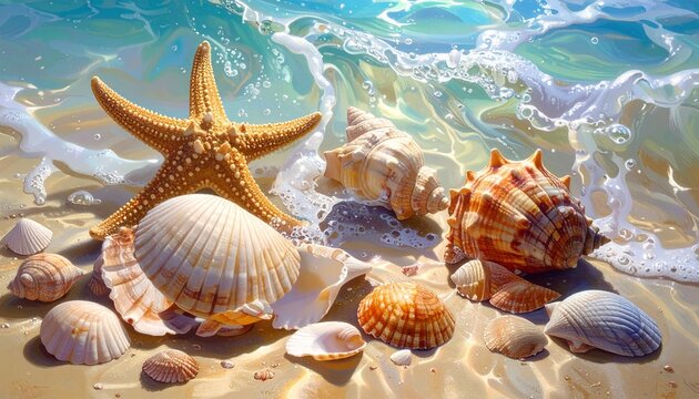 seashells and starfish