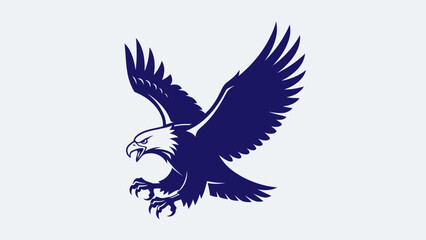 Fototapeta premium Majestic blue eagle soaring through the sky with outstretched wings and focused gaze.