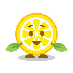 Vector lemon character in pixel art style