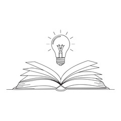 light bulb and book line art