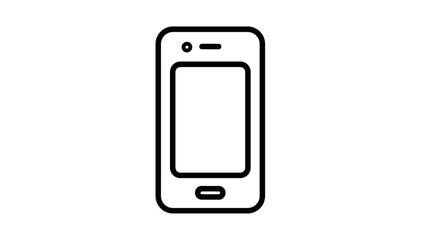 Simple Outline Icon of a Modern Smartphone Device.