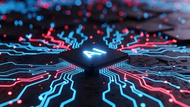 Artificial intelligence circuitry network digital futuristic technology - Powered by Adobe