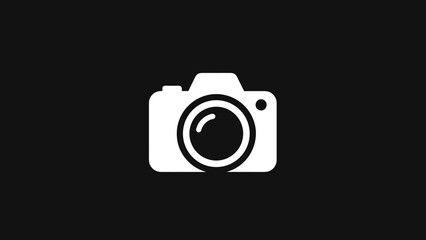 Simple white camera icon on a black background.