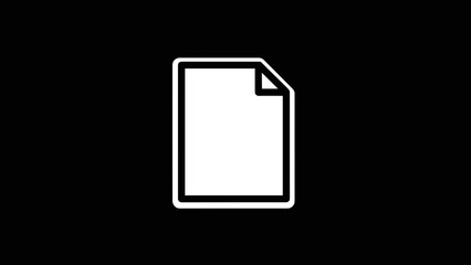 Simple White Document Icon on Black Background.