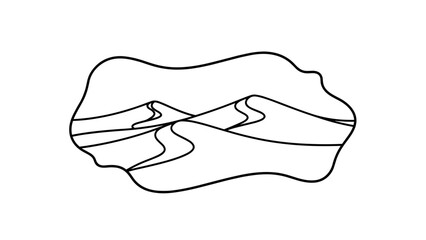 Stylized Line Art Depicting Rolling Desert Sand Dunes.