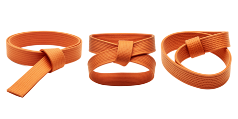 orange karate belt tied in different ways
