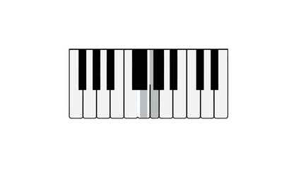 Fototapeta premium A Minimalist Design of Piano Keys Featuring a Partial Black Key Highlight