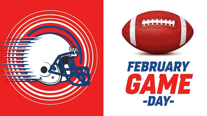 Vibrant Football Helmet and Ball for February Game Day