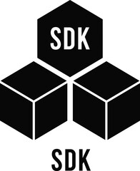 SDK software development kit icon illustration, developer tools concept, application integration blocks, programming framework symbol, technology platform graphic