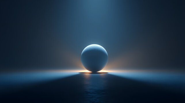 Minimalist design featuring a single glowing orb in a dark void