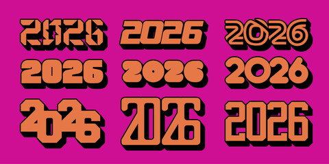 Set Logo Icon 2026 New Year Design Template