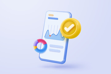 3d statistic graph icon for investment diagram report. creative solution concept on pastel background. Goal for business, bank, finance. 3d analysis investment graph vector icon render illustration