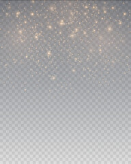 Gold Sparkle Light Particles Overlay on Transparent Background