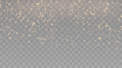 Golden Glitter Dust and Shining Stars Light Overlay, Vector