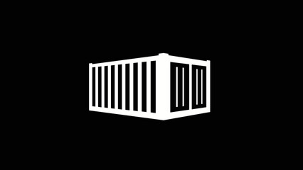 White Shipping Container Illustration on Black Background.